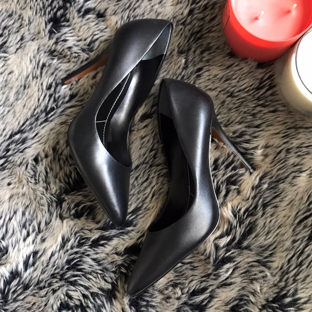 Charles David Black Leather Stiletto Heels